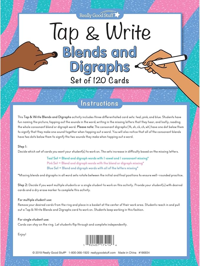 Really Good Stuff Tap and Write Blends and Digraphs - 124 Cards - Image 3