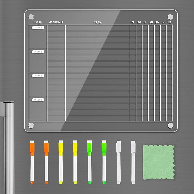 PigPotParty Magnetic Fridge Chore Chart for Kids & Roommates, 12x9.5 Inch by PigPotParty