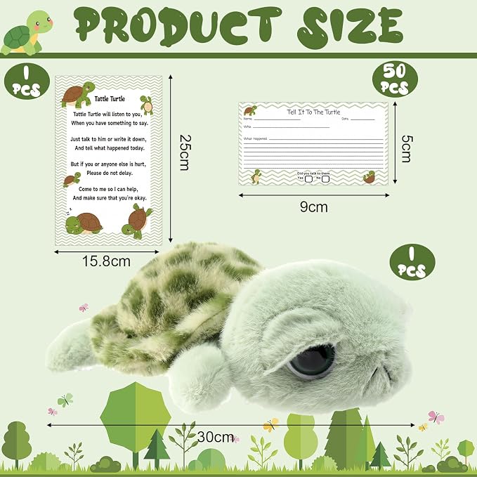 Civaner Tattle Turtle Classroom Behavior Management Plush with 51 Cards Tag - Image 3