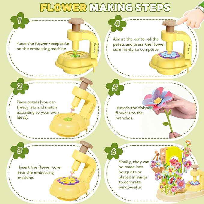 DIY Fabric Flower Bouquets Toys,Craft Kit Toys for Kids Ages 3-12+, 150PCS Arts & Crafts Educational Toy, Creative Handmade Flower Making Set, Birthday Gift for Girls Boys Toddlers 3 4 5 6 7 8 9 10+