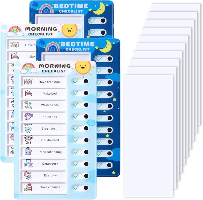 4Pack Upgraded Chore Chart for Kids - Morning Bedtime Daily Routine Chores Chart for Kids with Checklist, Kids Chore Chart, Visual Schedule for Kid Chore Board ADHD Tools for Kid Sliding Chore Chart by Unknown