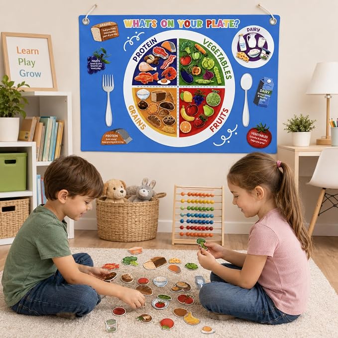 Cinrobiye My Plate Felt Activity Set, Nutrition Learning Food Groups Board, Preschool Interactive Sorting Game, Classroom Bulletin Board Educational Felt Teaching Aid for Homeschool & Learning Centers - Image 7