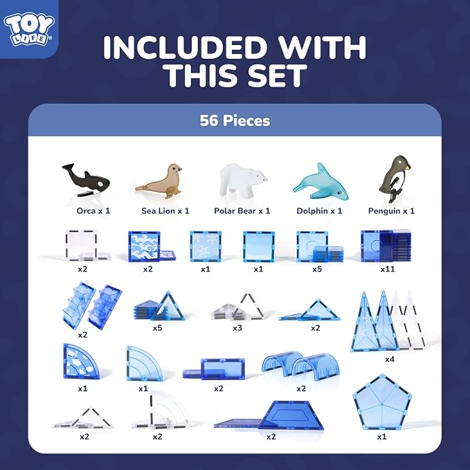 TOY Life Arctic Animal Magnetic Tiles, 56-Piece STEM Set, Ages 3-8 - Image 7