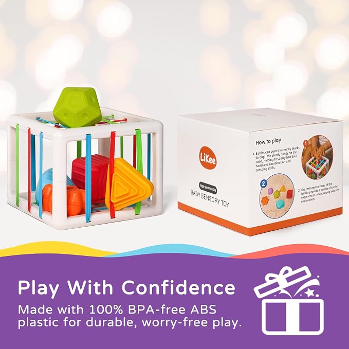LiKee Montessori Activity Cube Toy, Sensory Shapes for Baby 12M+ - Image 6