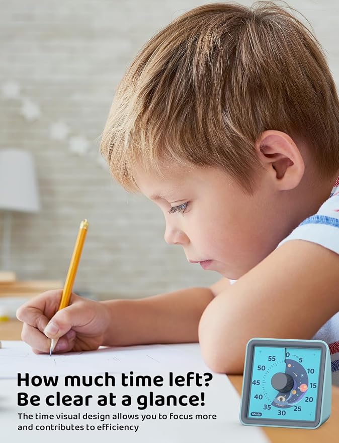LIORQUE Visual Timer for Kids, 60 Minute Countdown Timer, Steel Blue - Image 2