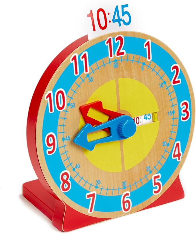 Melissa & Doug Turn & Tell Wooden Clock - Educational Toy with 12+ Reversible Time Cards - Image 4