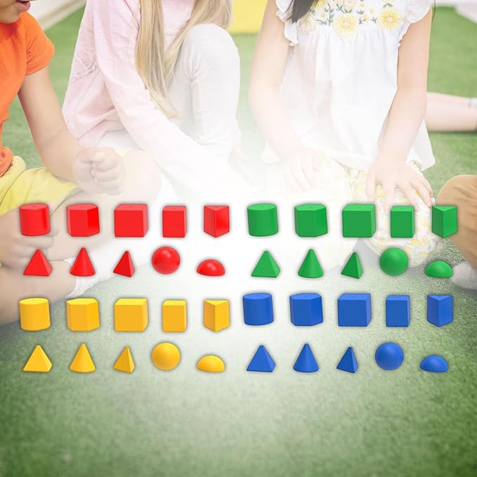 40Pcs Geometric Shapes Blocks Math Manipulatives Pattern Blocks - Image 5