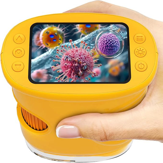 1000X Handheld Microscope for Kids: Pocket Digital Microscope with 2.0''IPS Screen&Photo/Video - Portable Edu Science Kits for Girls Boys - STEM Toys Birthday Gifts Ages 3-6 6-12(Orange) by pozifu