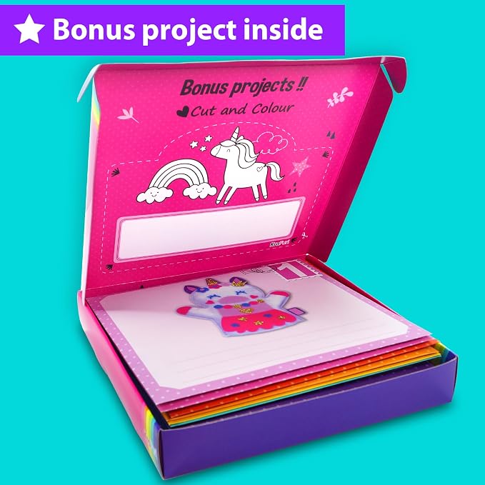 KRAFUN Craft Workshop Kit Ages 3-5 |10 Envelopes, Unicorn & Mermaid - Image 6