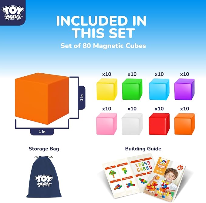 TOY Life Primary Magnetic Blocks, 80-Piece STEM Set, Ages 3-8 - Image 3