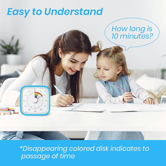 Yunbaoit Rainbow Visual Timer for Kids, 60-min Countdown Timer, Blue - Image 2