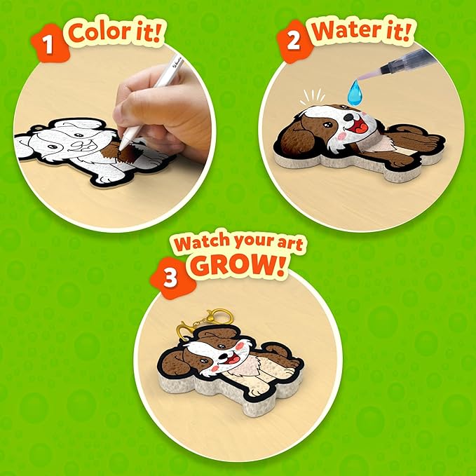Skillmatics 3D Art Kit - Aqua Puffs Animals, Stocking Stuffers, Paint by Number Craft for Kids, DIY Color & Inflate Activity, Travel & Chirstmas Gift for Girls & Boys Ages 4, 5, 6, 7, 8, 9, 10