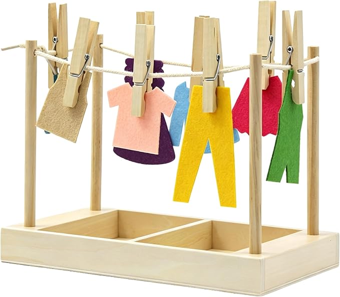Kiddison Montessori Clothesline Activity Set – Practical Life Clothespin Work for Fine Motor Skills, Preschool & Classroom Use (Casa), Ages 3+ by Kiddison