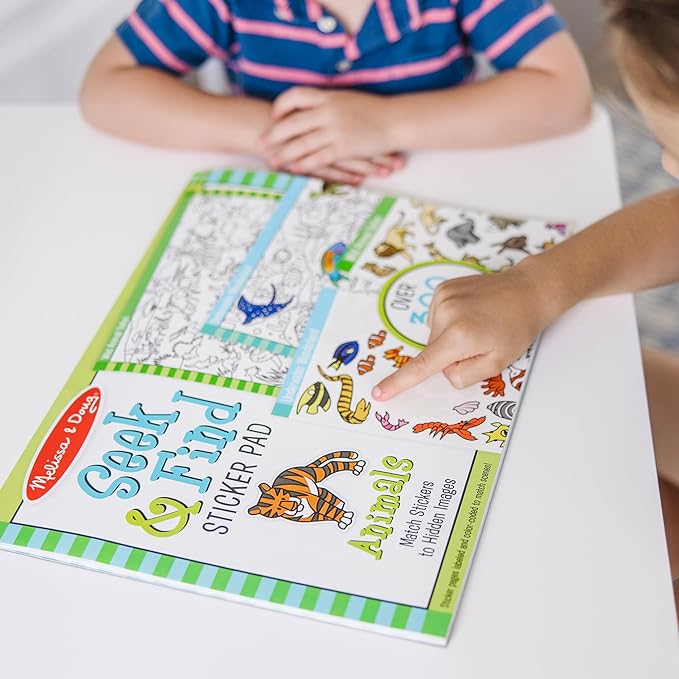 Melissa & Doug Seek & Find Sticker Pad – Animals, 400+ Stickers & 14 Scenes to Color, Search & Find Sticker Activity Pad for Coloring & Matching, Creative Learning Toys for Kids 4+ - FSC Certified - Image 8