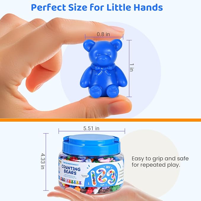 ZYFLSQ 150 PCS Counting Bears Set, 10 Color Sorting Bears Learning Toys for Preschoolers, 1 Inch Stackable Bear Counters for Kids Ages 3+, Montessori-Inspired Math Manipulatives for Classroom & Home - Image 8