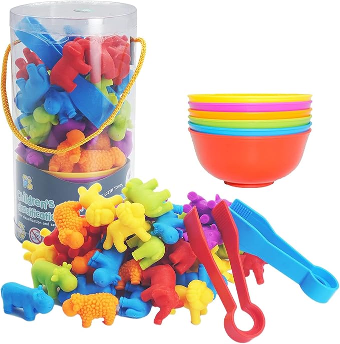UNIQUE KIDS Counting Educational Learning Toy Set with Sorting Cups – Engaging Sensory Color Classification Training Game for Toddlers and Preschoolers Training Ages 3 and Up by UNIQUEKIDS