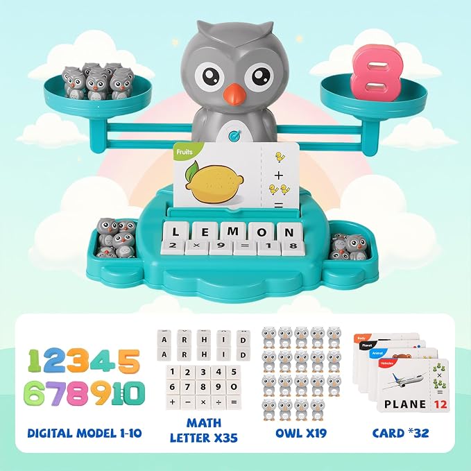 Snugzy Owl Balance Counting Toys Math Game Montessori Toys Learning Games for Kids Educational Toy Gifts for Boys Girls Age 5-7 - Image 3