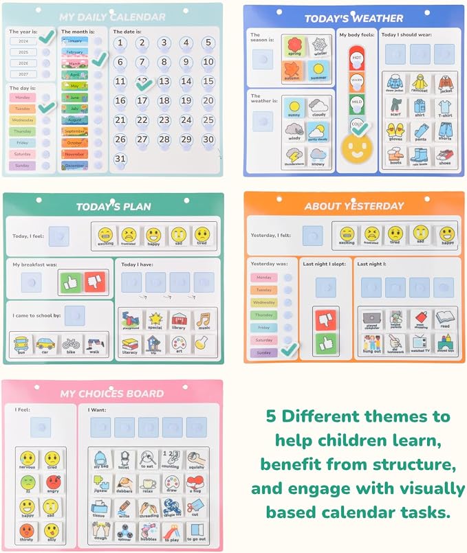 CHEFAN Kids Calendar for Learning,My First Daily Calendar for Kids,All About Today Board,Days of The Week Calendar for Kids,Preschool Classroom Calendar Circle Time Calendar-Today, Monthly and Weather - Image 2