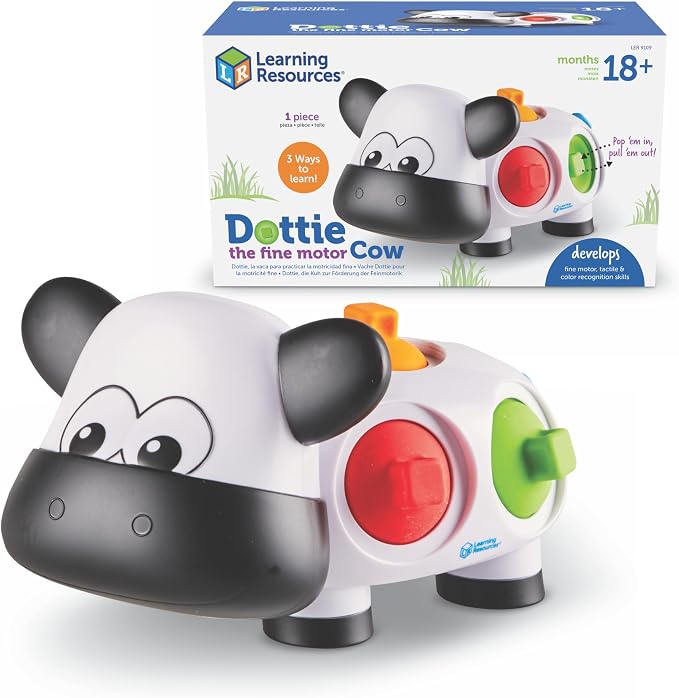 Learning Resources Dottie the Fine Motor Cow - Toddler Montessori Toys, Stacking Shape, Gifts For Boys And Girls, Sorting And Matching Skill Activities, Educational Games, Ages 18 Months+ by LearningResources