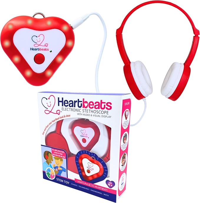 Heartbeats Electronic Stethoscope Toy with LED Display & 10X Sound Amplification, Real Working Stethoscope - STEM Medical Learning Toy Boys & Girls Age 4+, Kids Nurse Doctor Kit - Educational Toy Gift by HeartbeatsBrand