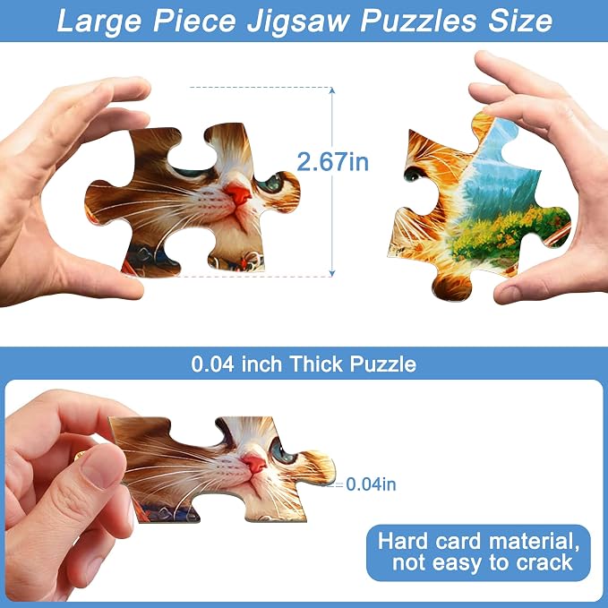 6 Packs 24 Large Piece Puzzles for Seniors,Animals Puzzle for Seniors with Dementia,Turtle Panda Cat Dolphin Bird Dog Easy Jigsaw Puzzle for Alzheimers Memory Games Dementia Activities - Image 5