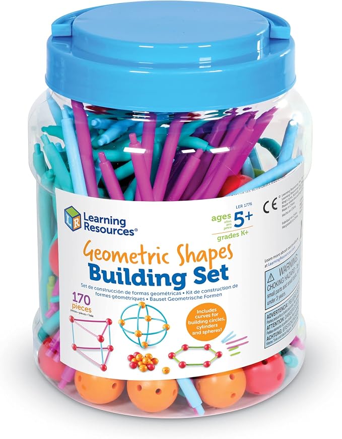 Learning Resources Geometric Shapes Building Set - 170 Pieces, Ages 5+ Math Learning Games for Kids, Early Math Skills, Back to School Activities, Classroom Games for Teachers - Image 5