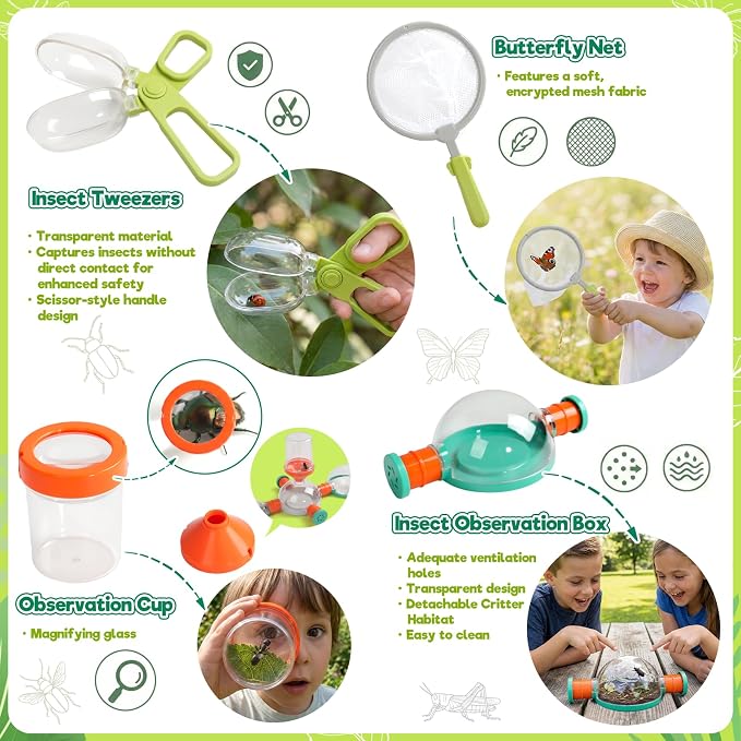 Bug Catcher Kit for Kids, Insect Catching Set with Bug Habitat, Magnifier - Image 7