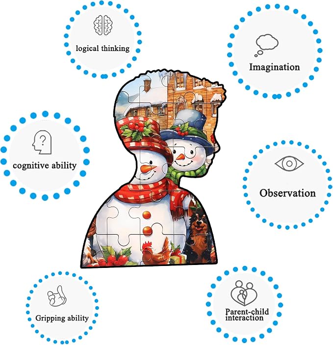 LELEMON 100 Pieces Jigsaw Puzzles for Kids Ages 4-8 Cute Winter Snowman Educational Puzzles Boys Girls Children Learning Educational Puzzles Portable Box Pack Toy - Image 5