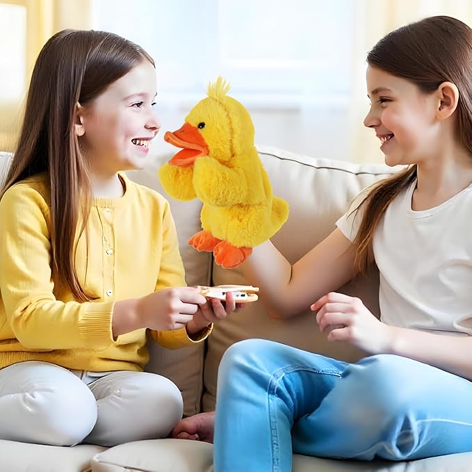 Animal Hand Puppets 11 Inch Sea Turtle Plush Dinosaur Animals Hand Puppet Toys Role-Play Toy Puppets for Kids Storytelling Imaginative Pretend Play Teaching Preschool(Duck)