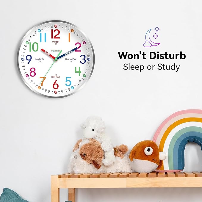 Roymnie Wall Clock 12" for Kids Learning Battery Operated Teaching Silent - Image 5