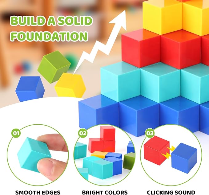 ZHENFINITY 100PCS Magnetic Building Cubes, 5-Color Solid Blocks - Image 5