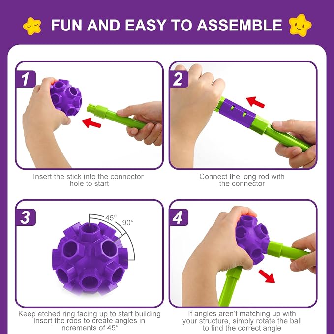 SpringFlower Fort Building Kit for Kids,STEM Construction Toys, Educational Gift for 4 5 6 7 8 9 10 11 12 Years Old Boys and Girls,Ultimate Creative Set for Indoor & Outdoors Activity,140 Pcs,Purple - Image 2