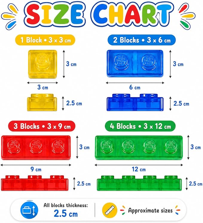 UNIQUE KIDS Flexible Jelly Building Blocks for Kids Ages 3+ – 40 PCS Jumbo Stackable Blocks, Chunky Bend Twist Stretch Blocks, Open-Ended Sensory Learning Toy Gift - Image 4