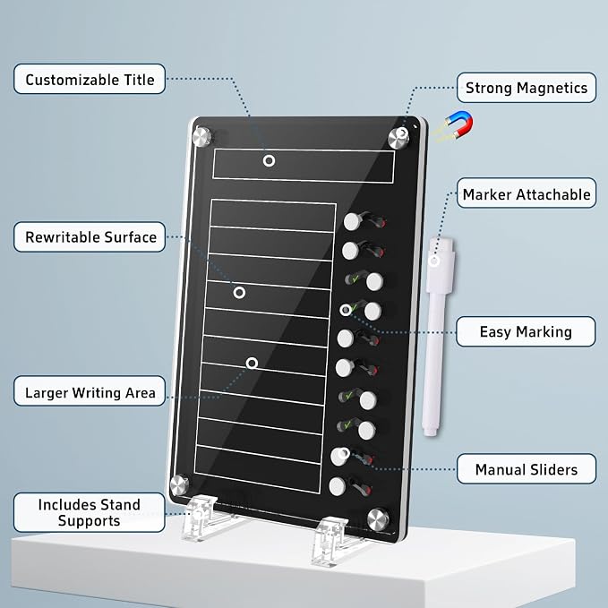 NiHome Chore Chart with Sliders,Magnetic to Do List Planning Board w/Stand - Image 2