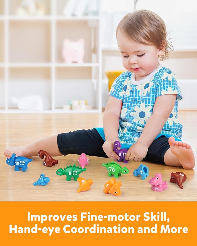 Coogam Numbers Matching Game 10PCS, 123 Counting Dinosaur Toys, Educational Preschool Montessori Fine Motor Skill Mathematics Learning Toys for 2 3 4 Years Old - Image 4