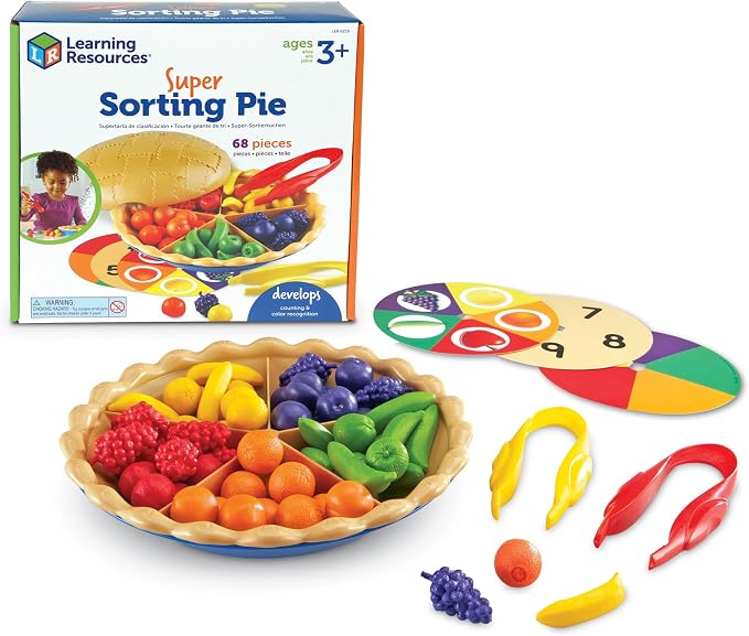 Learning Resources Super Sorting Pie - Sorting and Matching, Fine Motor Skills, Food Toys, Color Recognition, Counting Game, Preschool, Toddler Math Manipulatives, Gifts for Boys and Girls by LearningResources