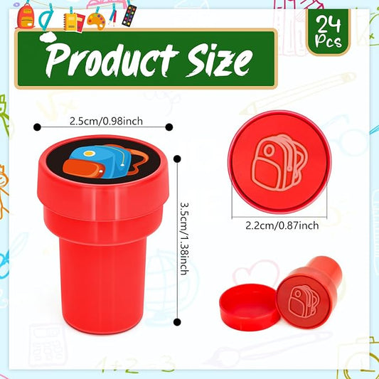 Cinrobiye 24 Pcs Back to School Stampers Party Favor Set, Cute School Supplies Stamps for Kids Classroom Rewards, First Day of School Gifts, Carnival Prizes, Goody Bag Fillers, School Party Supplies - Image 2