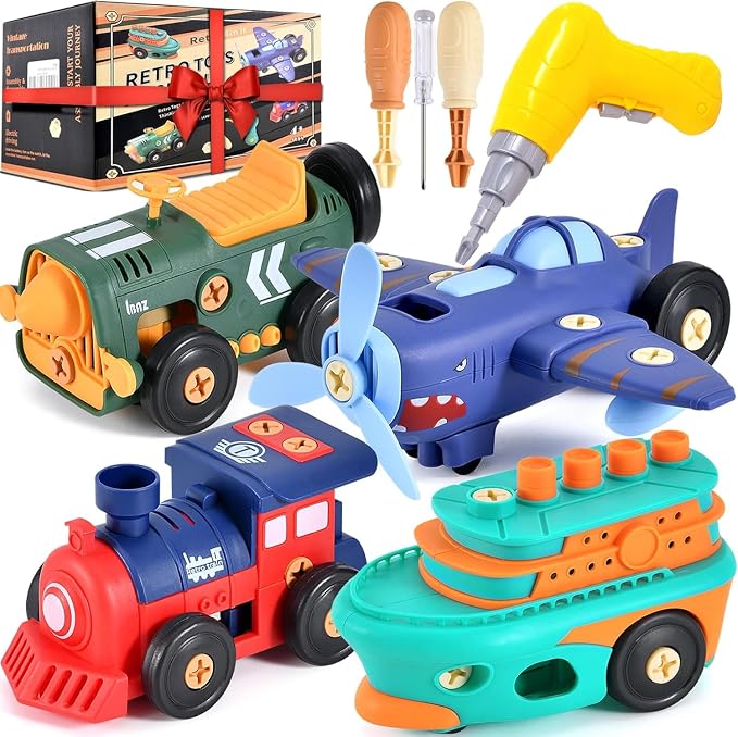 STEM Take Apart Toys for Boys Age 3-5 – Electric Building Toys Car with Motor & Drill | Educational Construction Set for Preschool, Kindergarten | Best Birthday Gift for Kids 4-8 by DICROON