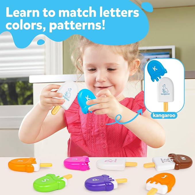 TSYAN Letters Matching Ice Cream Alphabet Learning Toys,Counting Animals and Color Sorting Set Preschool Learning Activities Stacking Toys,Upper & Lowercase ABC Game Fine Motor Toys Gift for Kids - Image 4