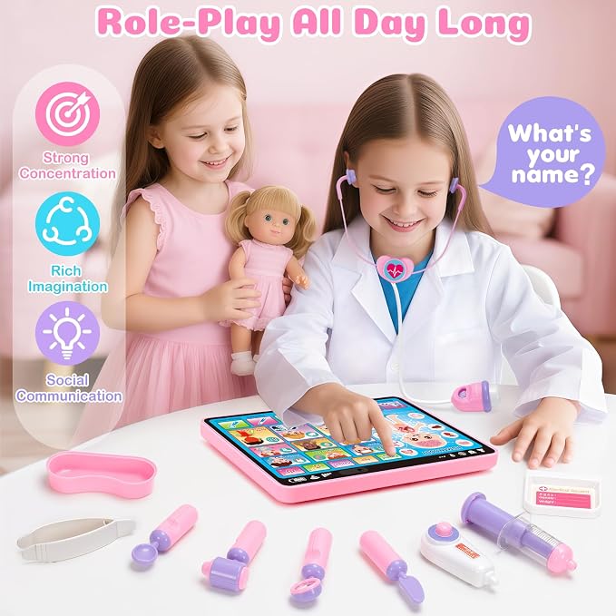Toidgy Learning Toys Tablet with Music & Sound, Speech Therapy Toys for Toddlers Age 1, 2, 3, Montessori Toys Christmas Birthday Gifts for Girls, Boys, Baby 12-18 Months, Doctors Pretend Playset - Image 3