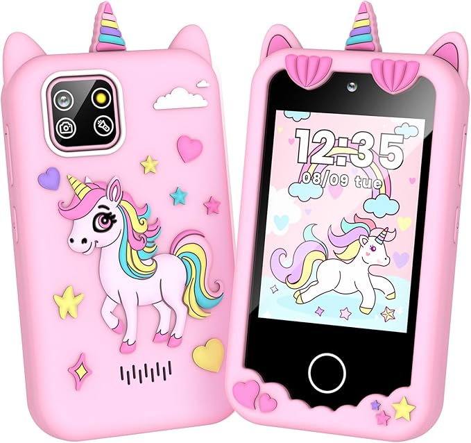 M SANMERSEN Smart Phone for 3 4 5 Year Old Girls, 2.8" Touchscreen Toddler Phone Toy, Dual Camera 28 Learning Games, MP3 Music Player, Built-in 32G SD Card