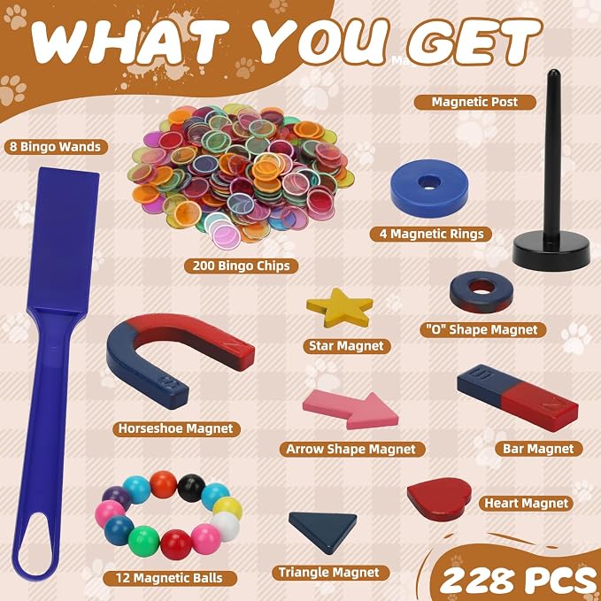 SAYAYA 228 PCS Magnetic Science Kit for Kids - Magnetic Balls, Bingo Wands with Chips, STEM Learning Set Magnet Toys for Classroom, Back to School Supplies, Educational Activities Gift for Boys Girls - Image 2