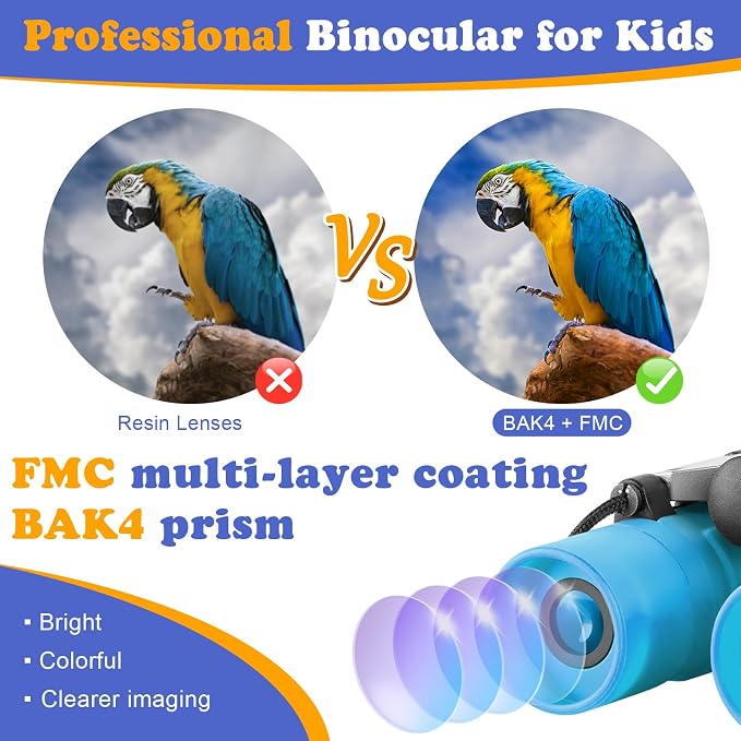 Real Binoculars for Kids Gifts for 3-12 Years Boys Girls 8x21 High-Resolution Optics Compact Toy Binocular for Bird Watching,Travel, Camping - Image 3