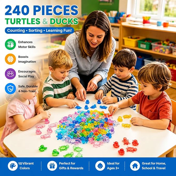 240PCS Translucent Counting Toys for Preschool with Storage Box - Image 5