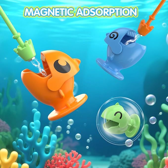 Musical Shark Fishing Game for Kids, 360° Rotating Board, 20 Fish with 3 Rods,Hook Fishing Set for Toddlers，Educational, Fine Motor Skill Activity for Boys and Girls