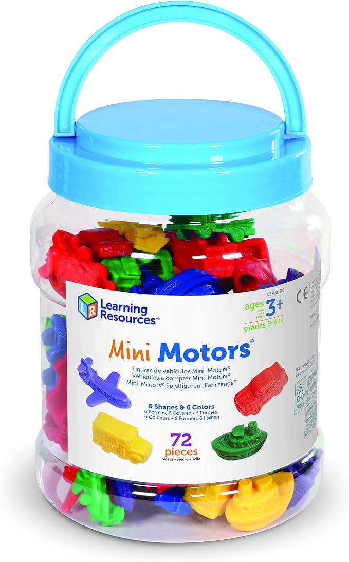 Learning Resources Mini Motors Counting and Sorting Fun Set - 72 Pieces, Ages 3+ Car Counters for Kids, Preschool Math Counters, Math for Preschoolers - Image 3