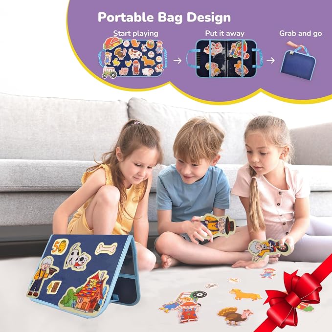 CHEFAN Felt/Flannel Board Story Set of 4, PRECUT Felt Pieces for Preschool Toddlers Circle Time,Old McDonald Had a Farm, This Old Man, Twinkle Twinkle Little Star, Row Row Row Your Boat - Image 6