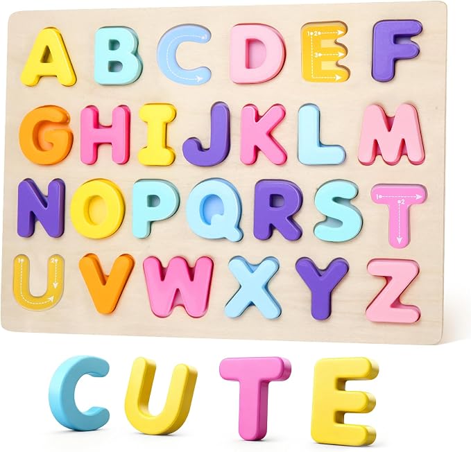 Alphabet Puzzles Wooden for Toddlers, ABC Montessori Toys by Unknown
