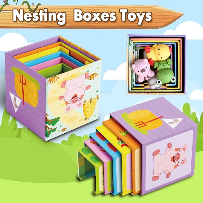 Toddler Farm Animal Sorting and Stacking Toys Gifts for 1-3 Year Olds - Image 5