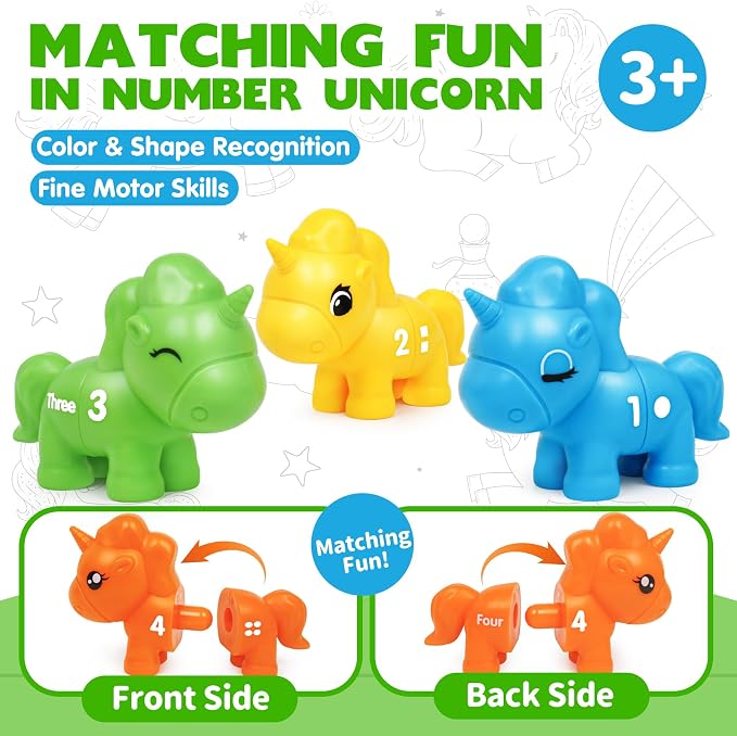 Numbers Matching Game Fine Motor Toy, Toddler Number Learning Toys,1 2 3 Educational Learning Sensory Sorting Toys Preschool Math Games Activities Sets for Toddlers Kids - Image 2